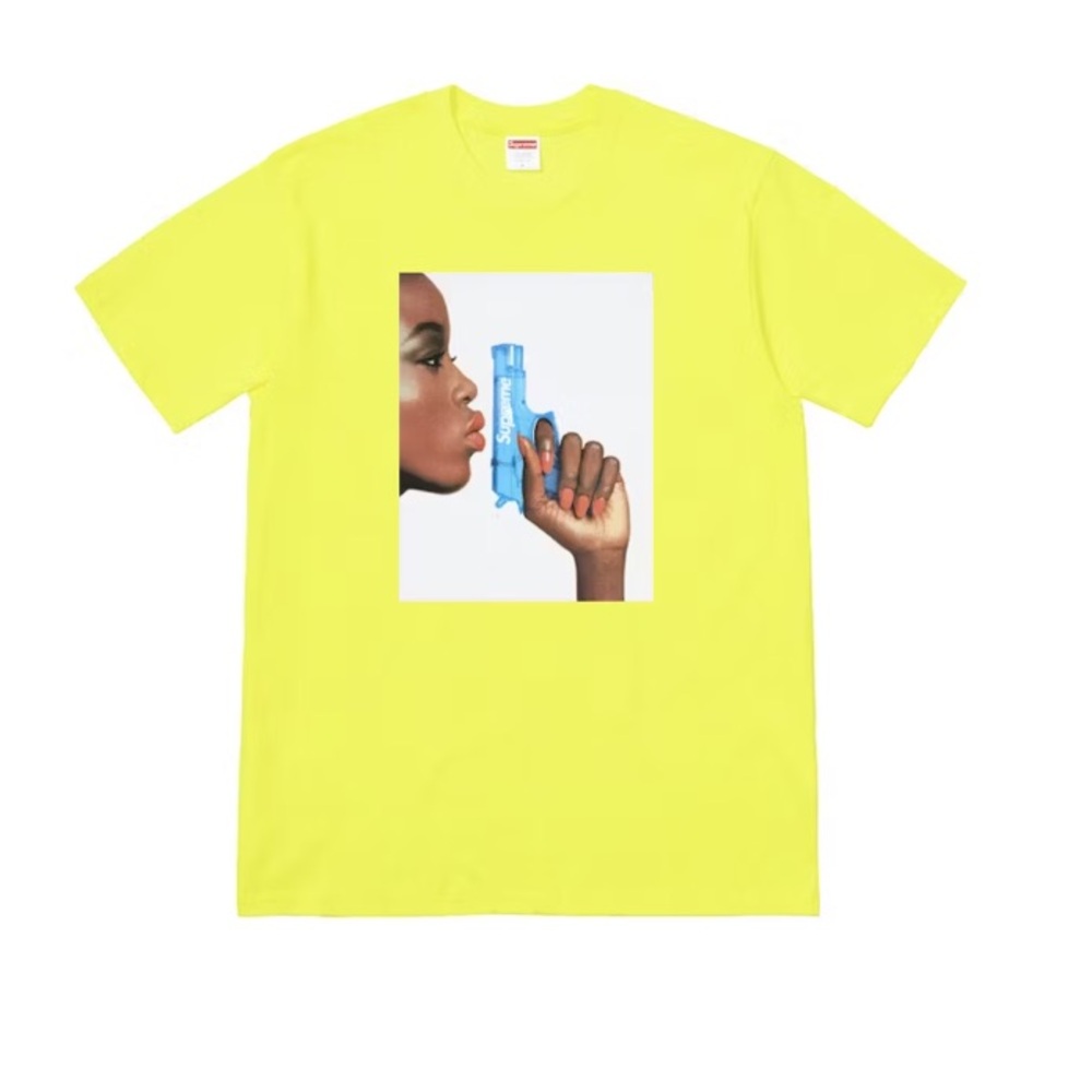 Supreme Yellow Long Sleeve Tee with Blue Graphic